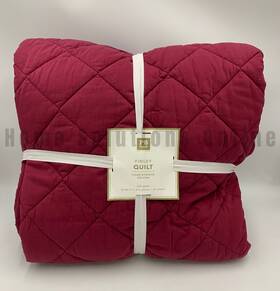 9330091 Pottery Barn Teen Finley Cotton Reversible Quilt Burgundy Twin / Xl #z1291