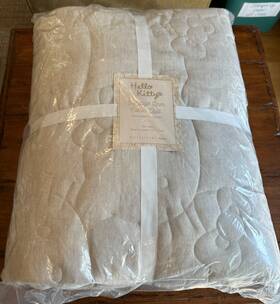 937478 Pottery Barn Teen Hello Kitty Heritage Linen Cotton Quilt Natural Full/queen New