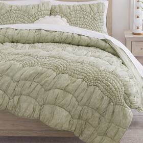 9457837 Pottery Barn Teen Cream Puff Quilt Sage Twin/twin Xl