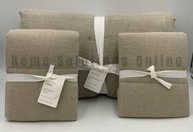 9508844 Pottery Barn European Linen Waffle King Cal Quilt 2 Stnd Shams Dark Flax #t1018