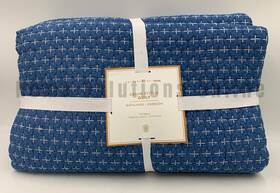 9522215 Pottery Barn Teen Denim Cross Stitch Cotton Quilt Blue Full Queen #u2029