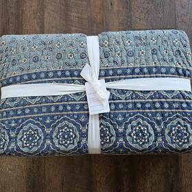 9567517 Pottery Barn Auden Pick-stitch Handcrafted Reversible King Quilt And 2 Euro Shams