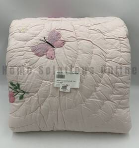 969149 Pottery Barn Kids Wildflower Butterfly Embroidered Cotton Quilt Pink Twin #b15