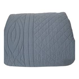 9703007 Pottery Barn Heirloom Scallop Quilt Full Queen Steel Blue Cotton Bedding