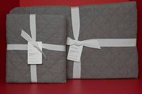 9867363 Pottery Barn Belgian Flax Linen Diamond Quilt King/cal.king 108/90 Warm Gray Nwt