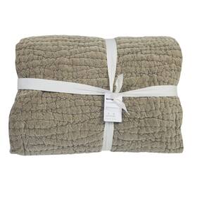 9962444 Pottery Barn Washed Velvet Handcrafted Quilt Full/queen Taupe Nwot Ob