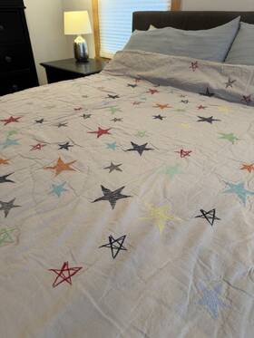 Pottery Barn Kids 8139968 Full Quilt Gray With Multicolor Stars