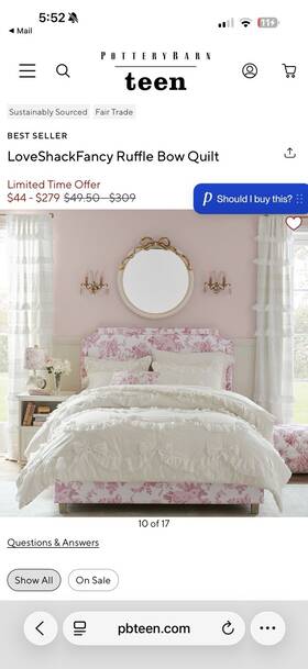 4907841 Pottery Barn Teen Loveshackfancy Ruffle Bow Quilt Twin White Ruffled Quilted