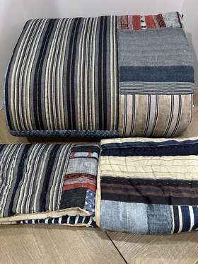 9614581 Pottery Barn Teen Dakota Quilt Full Queen Blue Patchwork 2 Shams