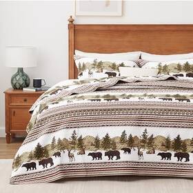 Ppolca 758266832414 Christmas Cabin Quilt Sets Twin 2piece Lightweight Reversible All Season Bear Qu