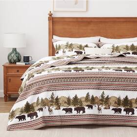 Ppolca 758266832421 Christmas Cabin Quilt Sets King 3-piece Lightweight Reversible All Season Be