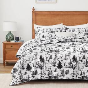 Ppolca 758266832438 Quilt Sets Queen 3-piece Lightweight Reversible All Season White And B