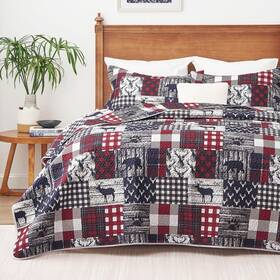Ppolca 758266832612 Christmas Cabin Quilt Sets King 3-piece Lightweight Reversible All Season De