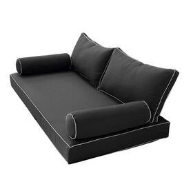 Prolinemax 754244816544 Only Outdoor Style 2 Twin Contrast Trim Daybed Mattress Bolster Pillow Fitted S