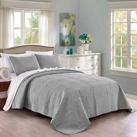 Pure Bedding 812096030751 Quilt Set King/cal King/california King Size Light Grey - Oversized Bedspread
