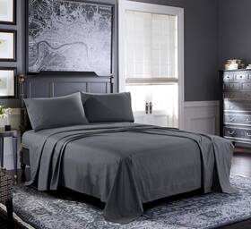Pure Bedding 840511400575 Bed Sheets - Queen Sheet Set 4-piece Dark Grey Hotel Luxury