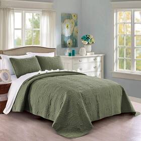 Q1-king-og Pure Bedding Quilt Set King/cal King/california King Size Olive Green - Oversized Bedspread