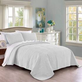 Q1-king-wh Pure Bedding Quilt Set King/cal King/california King Size White - Oversized B