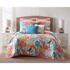 Qs1964 Oceanfront Resort Full Queen Size Quilt Set Cotton Tropical Floral