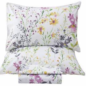 170601-egyptsheet-w-full Qsh 100% Egyptian Cotton Sheets Full Size Set Yellow Flowers Plant Pattern B