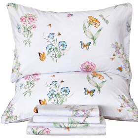 190821-egyptsheet-i-queen Qsh Floral Queen Size Sheet Sets - Flower Butterfly Print Pattern Egyptian Co