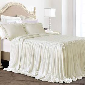 Qsh 221602592104 Queens House Ruffle Skirt Bedspread Ivory Elegant Shabby Farmhouse Bedding Ru