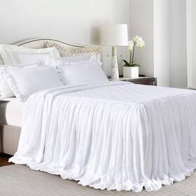 Qsh 221602592159 Queens House White Ruffle Skirt Bedspread Abby Farmhouse Style Lightweight 3 Pi