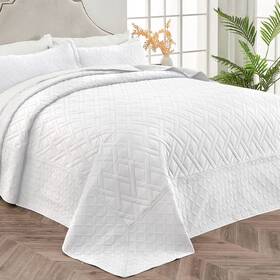 Pj011 Qucover California King Quilt Sets Oversized 3 Piece White Spreads S