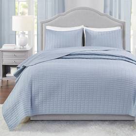 Queen 086569420886 Comfort Spaces Kienna 3 Piece Full/queen Summer Quilt Set Light Blue