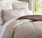 Queen 88 " Comforter Silk Barn Brownstone Linen Pottery Full 92