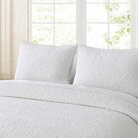 Pl-00750 Querencia Set Of 2 100% Cotton Pillow Shams Standard Size - Quilted White Sha