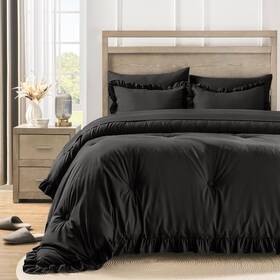 Tp004 Quietsea Queen Bed In A Bag 7 Pieces Comforter Set Ruffle Bedding Comf
