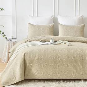 Quilt 445048890863 King Bedding Set Beige Bedspread Coverlet With 2 Pillow Shams Lightweight
