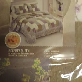 759880 Quilt Classics Beverly Queen Patchwork 98x90 Cotton Purple Brown Machine