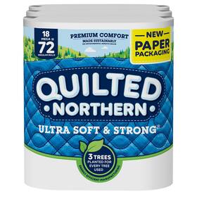 96850 Quilted Northern Ultra Soft And Strong Toilet Paper 18 Mega Rolls 72 Regular