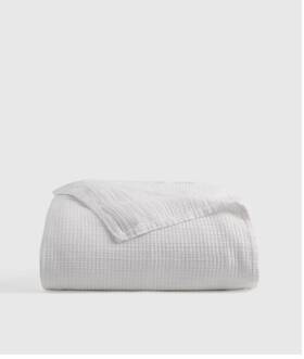 20512 Quince Nwt Organic Ribbed Cotton Coverlet Full Queen White Blanket 100