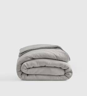 20612 Quince Nwt Organic Airy Gauze Dream Quilt Full Queen Light Grey Cotton Ret 149