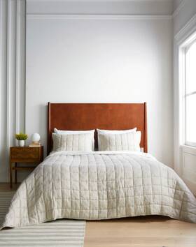 21948 Quince Nwt European Linen Box Quilt Only Full Queen Coverlet Ivory Ret 159.90