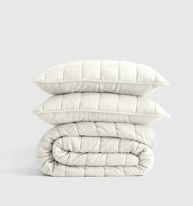 30872 Quince Nwt European Linen Box Quilt Set Full Queen Ivory Msrp 199.90