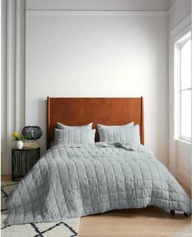 30891 Quince Nwt European Linen Box Quilt Only Twin Mist Coverlet Bedspread