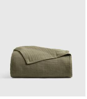 37262 Quince Nwt Organic Ribbed Cotton Coverlet Only Twin Olive Blanket