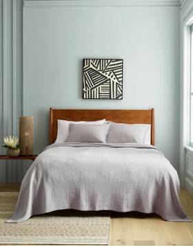 39075 Quince Nwt Organic Ribbed Cotton Coverlet Twin Light Grey Msrp 89.90