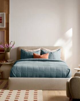 39150 Quince Nwt European Linen Lightweight Box Quilt Set Ocean King /cal