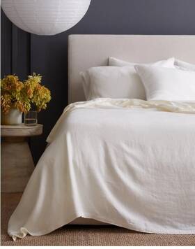 39428 Quince Nwot Vintage Wash European Linen Bed Cover King Cal Ivory Blanket 39428 Quince Nwot Vintage Wash European Linen Bed Cover King Cal Ivory Blanket