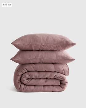 46793 Quince Nwt Organic Airy Gauze Dream Quilt Set Full Queen Fig Cotton Msrp 159.90