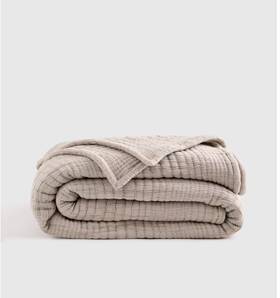 46858 Quince Nwt Organic Cotton Channel Stitch Coverlet Only King Cal Taupe 140