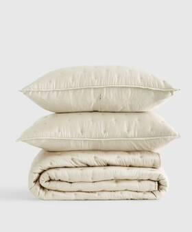 48840 Quince Nwt Organic Bamboo Dream Quilt Set King / Cal Ivory Retail 199.90