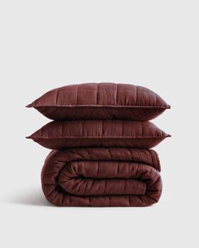 55218 Quince Nwt European Linen Box Quilt Set King Cal Burgundy 230 Sold Out