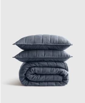 60228 Quince Nwt European Linen Box Quilt Set Nightfall King Cal Msrp 229.90