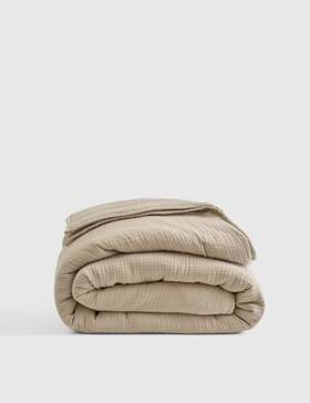 60361 Quince Nwt Organic Airy Gauze Dream Quilt Full / Queen Dune Cotton Ret 149.90